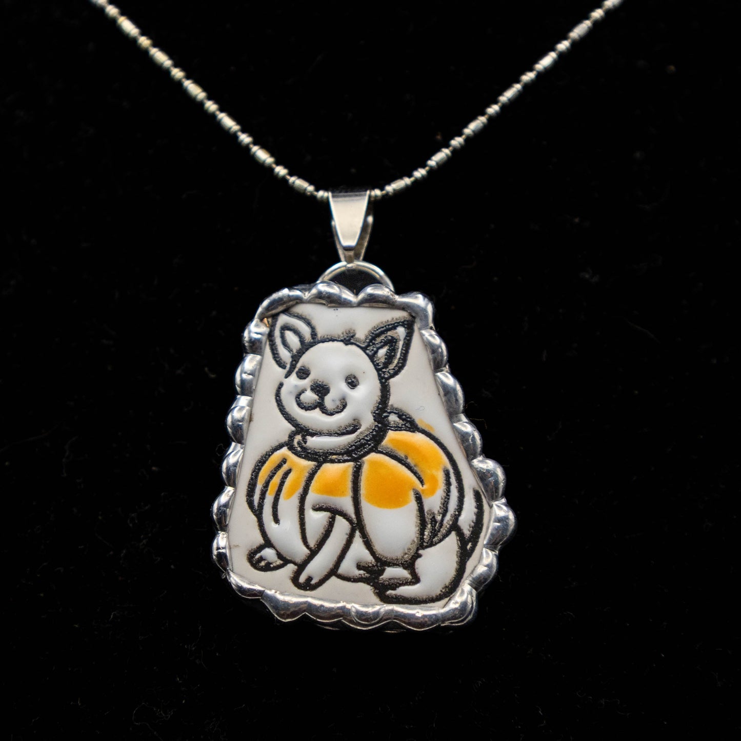 Halloween Puppy in Pumpkin Necklace.