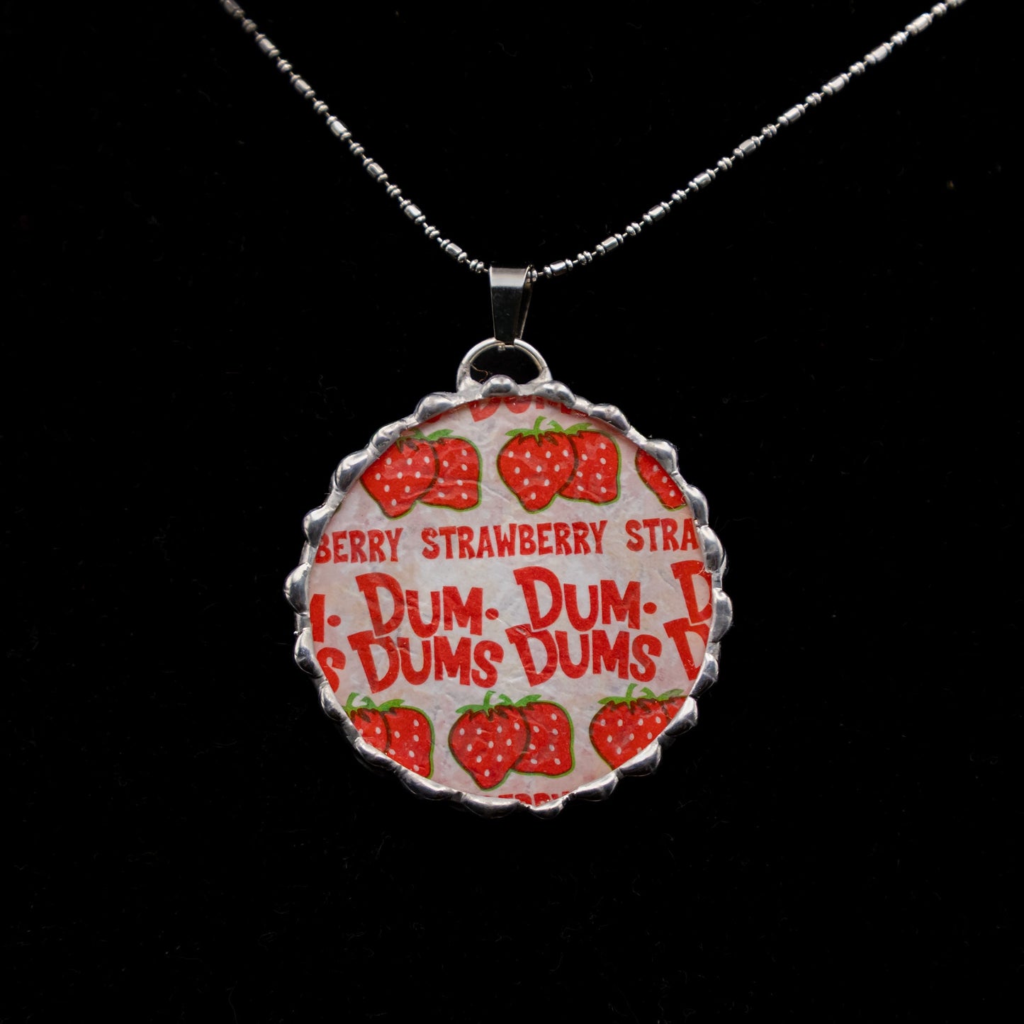Dum Dum Peach and Strawberry Necklace. (Double Sided)