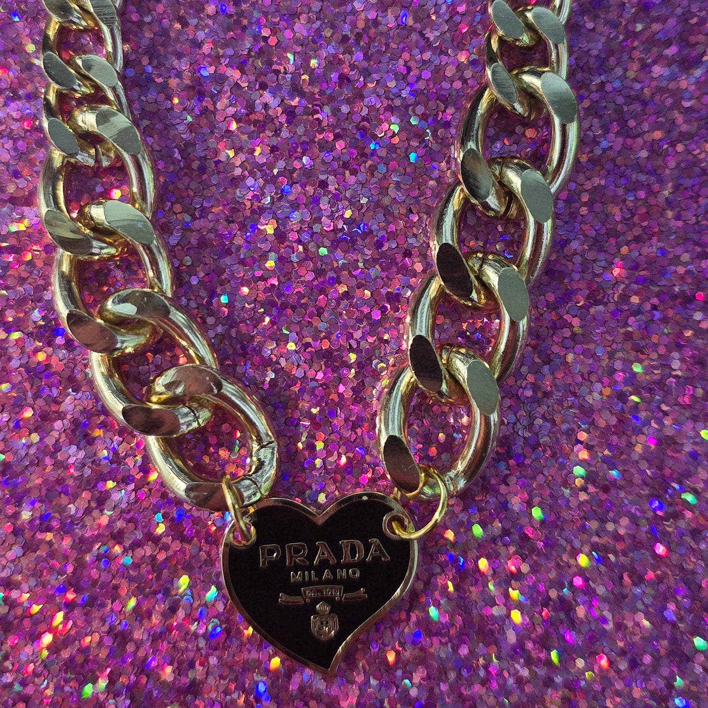 Pr*d* Gold Metal Necklace