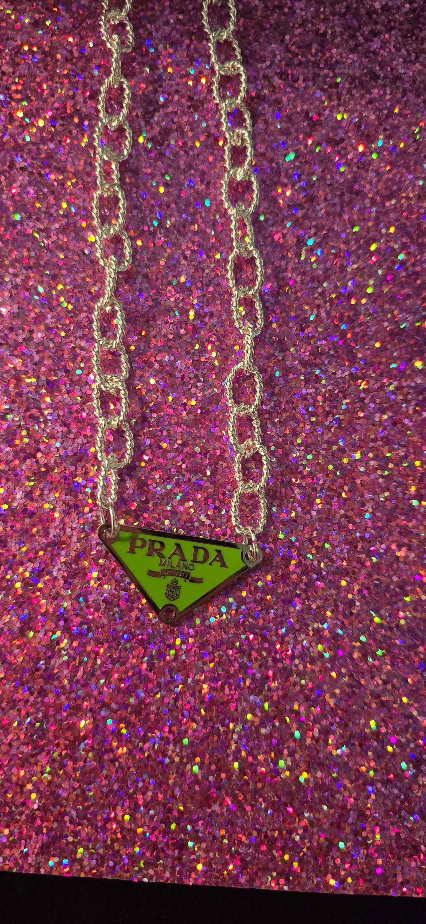 Pr*da Silver Metal Necklace