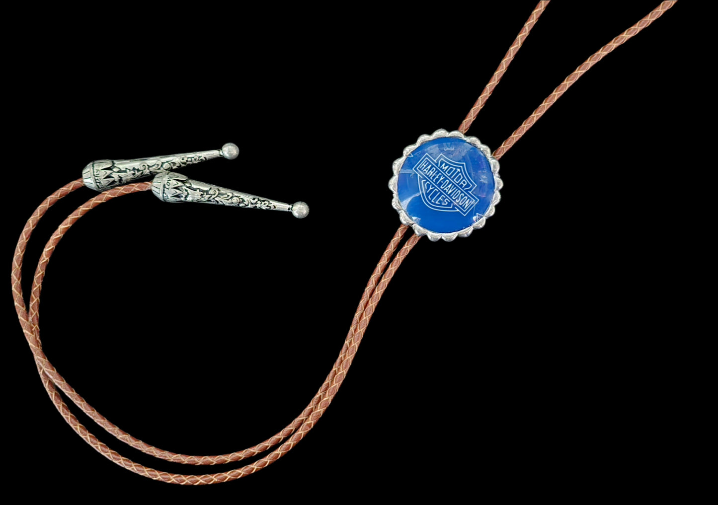 Blue Harley Davidson pool ball bolo