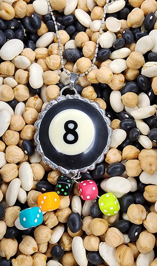 Eight Ball Necklace with Charms