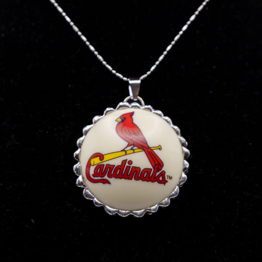 Cardinals Baseball Pool Ball Necklace.