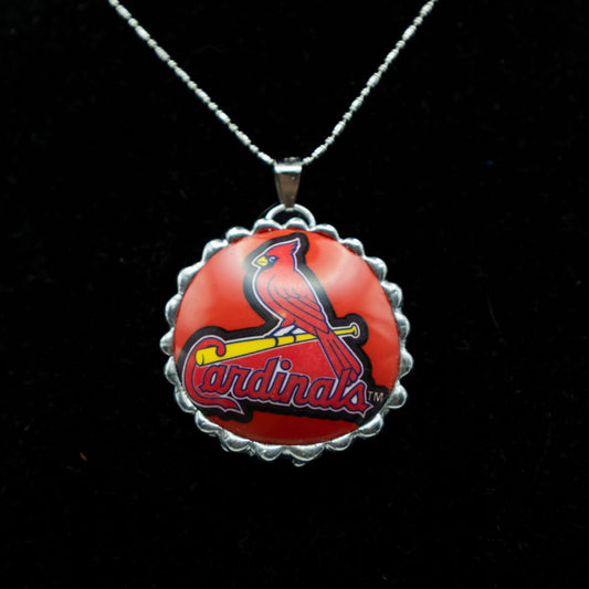Cardinals Baseball Pool Ball Necklace.