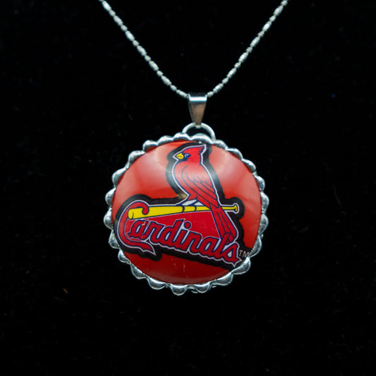 Cardinals Baseball Pool Ball Necklace.