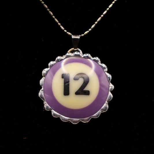 #12 Purple Pool Ball Necklace