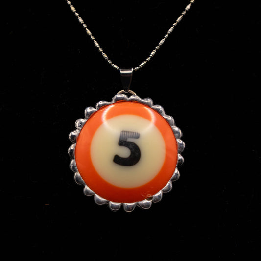#5 Orange Pool Ball Necklace