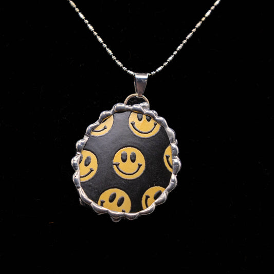 Black and Yellow Smiley Face Necklace
