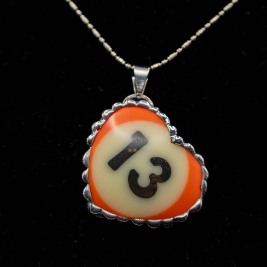 #13 Heart Shaped Pool Ball Necklace
