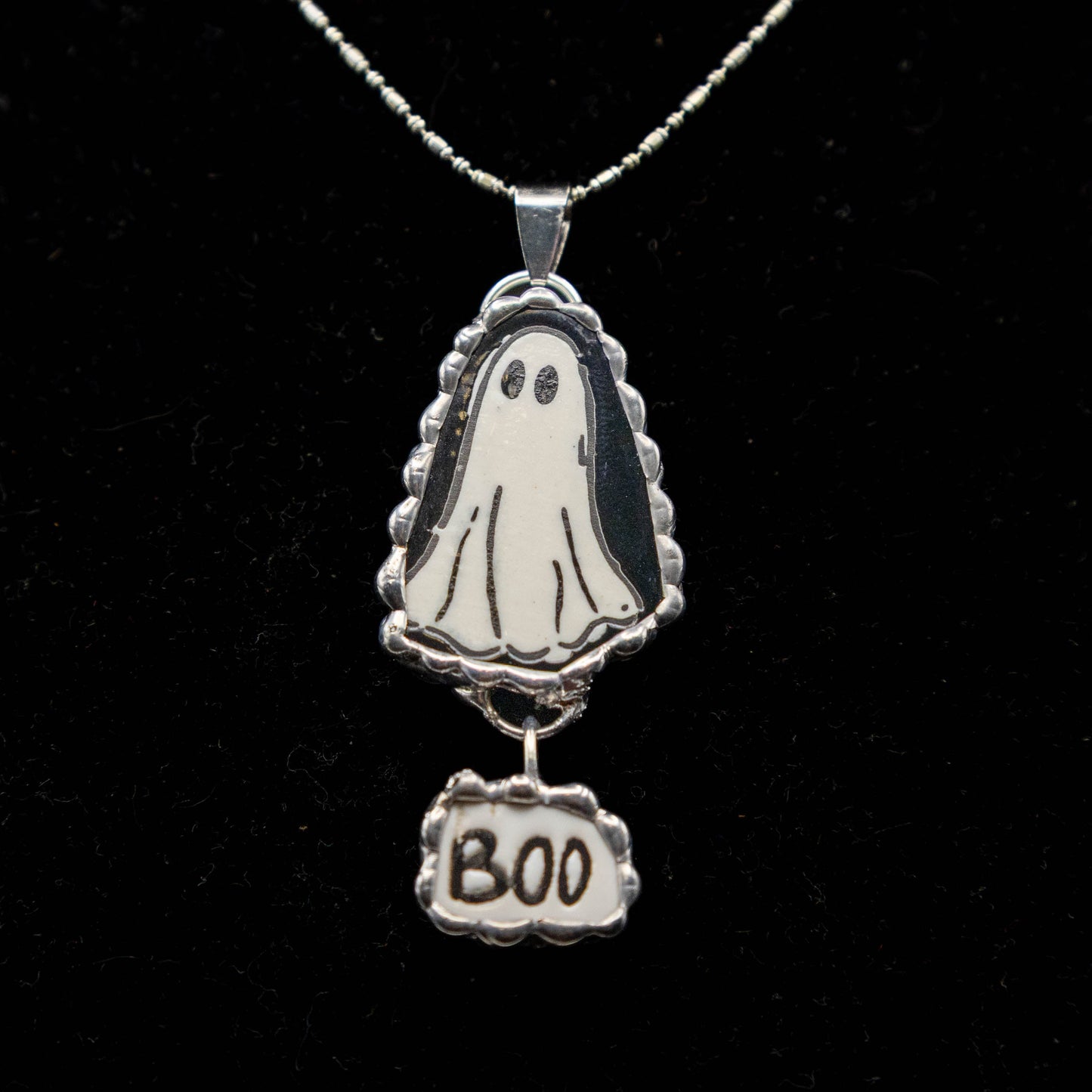 Halloween Ghost Necklace with Boo Charm.
