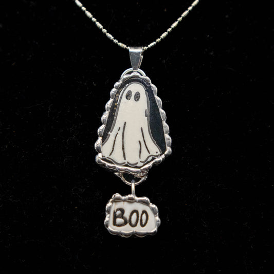 Halloween Ghost Necklace with Boo Charm.