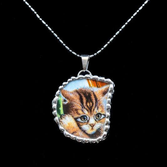 Ceramic Kitten Necklace.