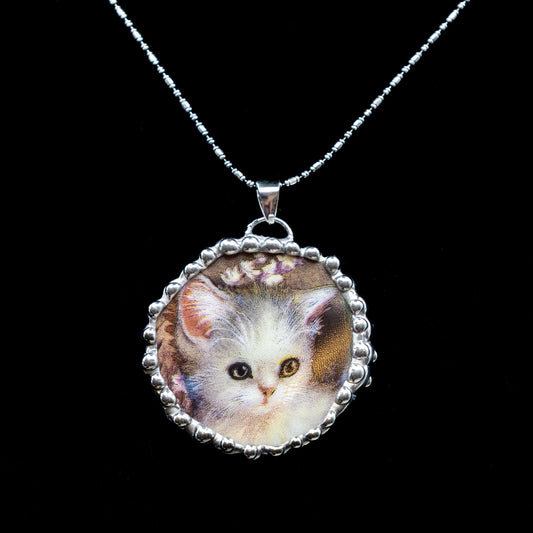 Ceramic Kitten Necklace.