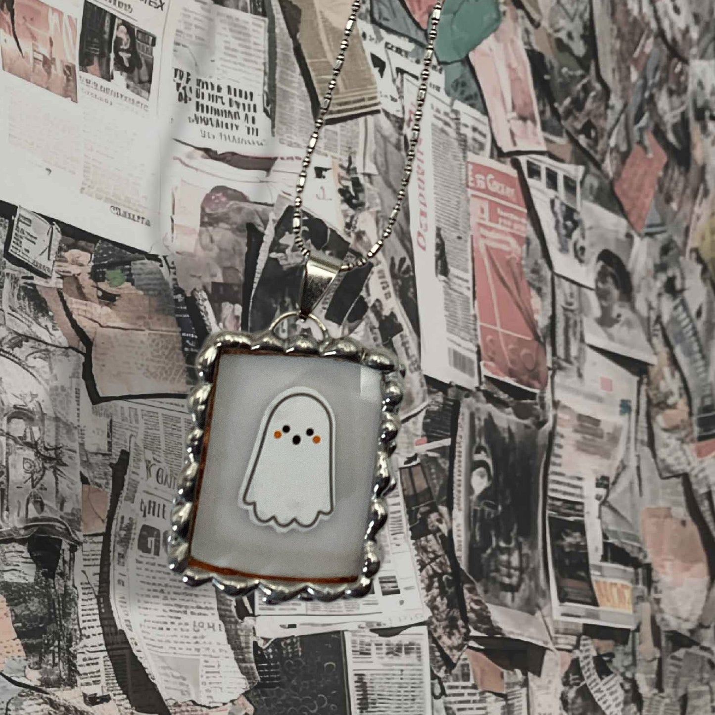 Double Sided Ghost Necklace {has a clear background}