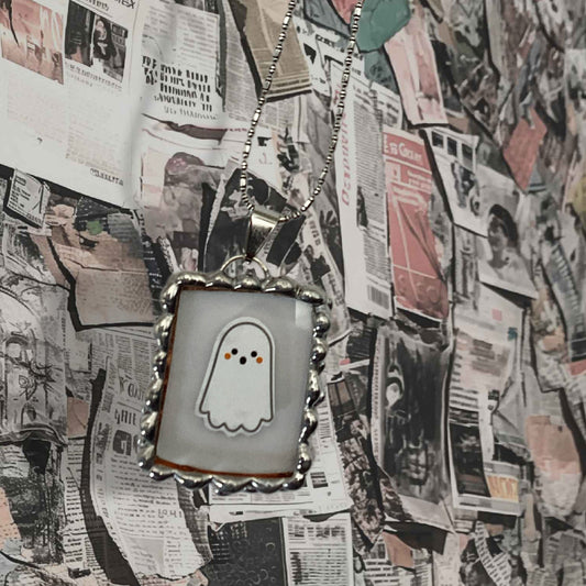 Double Sided Ghost Necklace {has a clear background}
