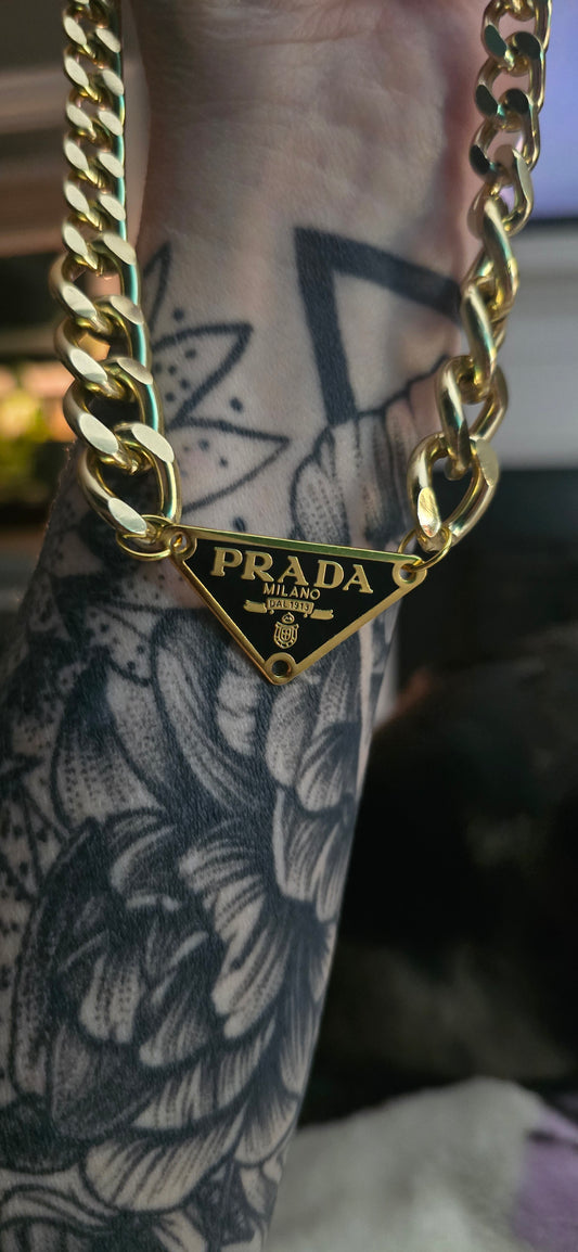 Pr*d* Gold Metal Necklace