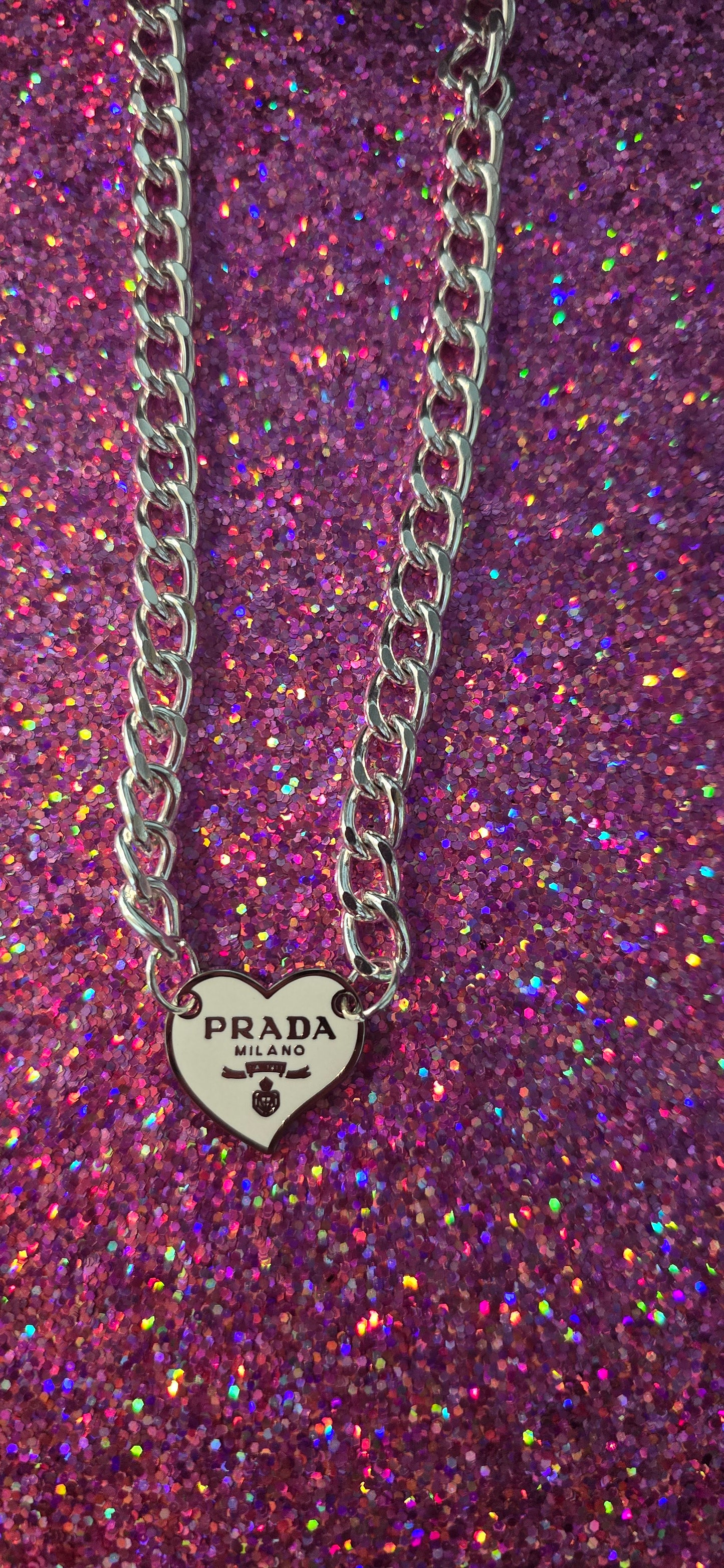 Pr*d* Silver Metal Necklace