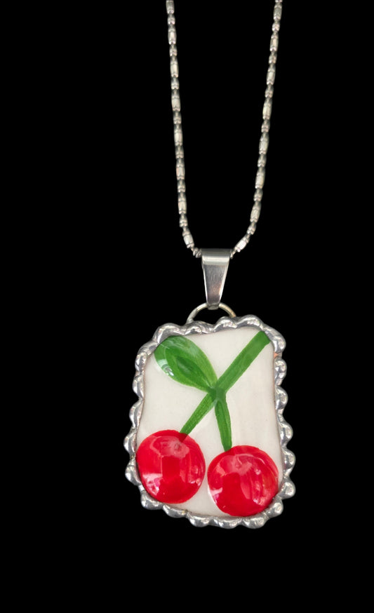 Ceramic Cherry Necklace