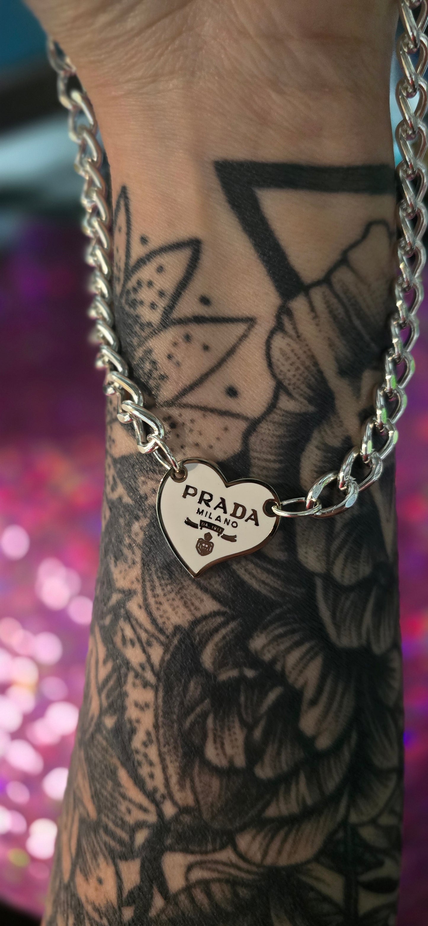 Pr*d* Silver Metal Necklace