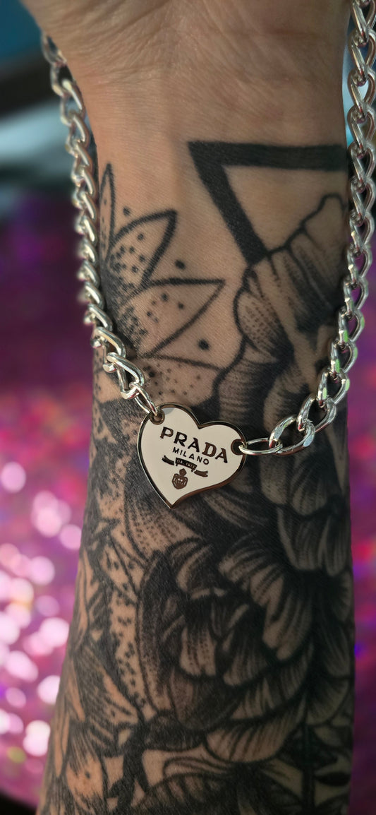 Pr*d* Silver Metal Necklace